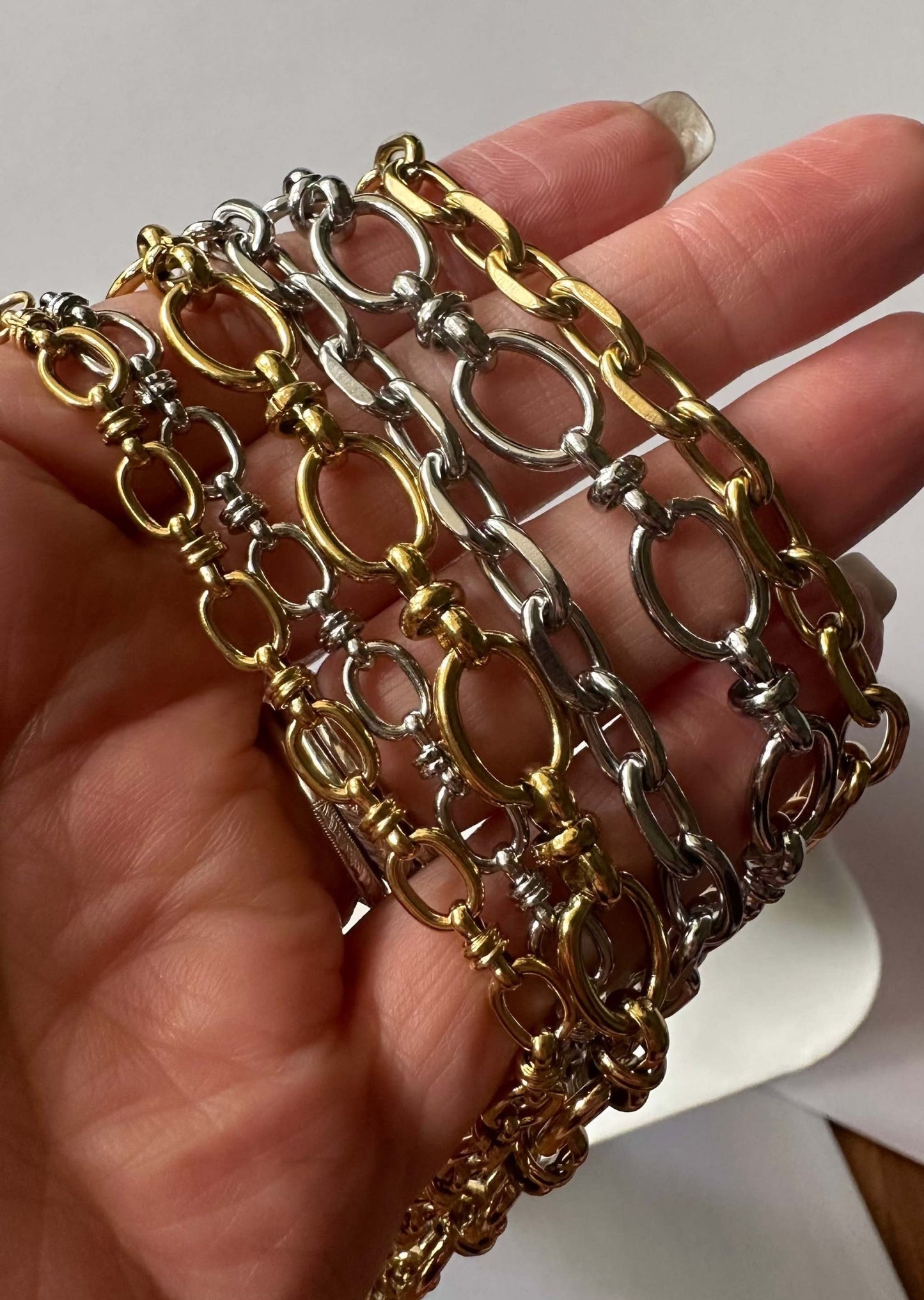 Tri Oval Mini Link Necklace 18K Gold Non Tarnish Water Resistant Deep South Originals