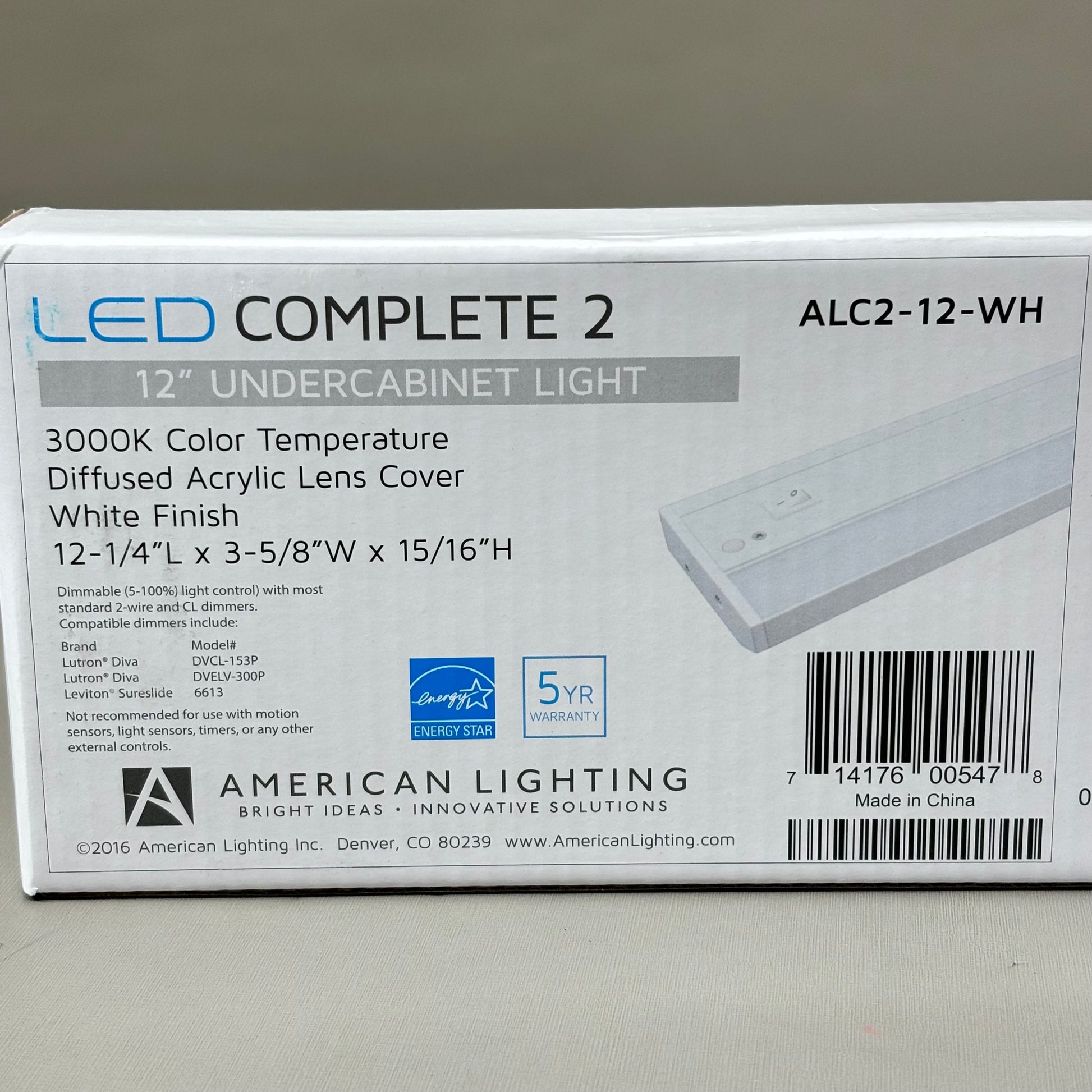 AMERICAN LIGHTING 2 LED Under Cabinet Light 12" 4W 3000K White ALC212WH PayWut