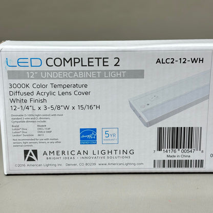 AMERICAN LIGHTING 2 LED Under Cabinet Light 12" 4W 3000K White ALC212WH PayWut