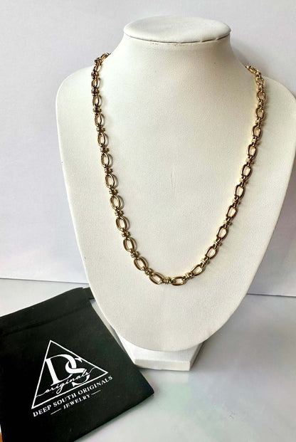 Tri Oval Mini Link Necklace 18K Gold Non Tarnish Water Resistant Deep South Originals