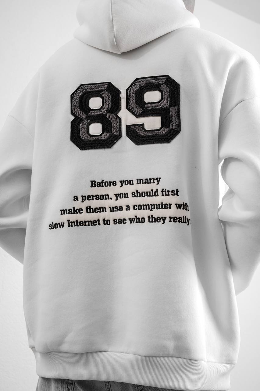 Funny '89' Graphic Hoodie with Humorous Quote Withinblack
