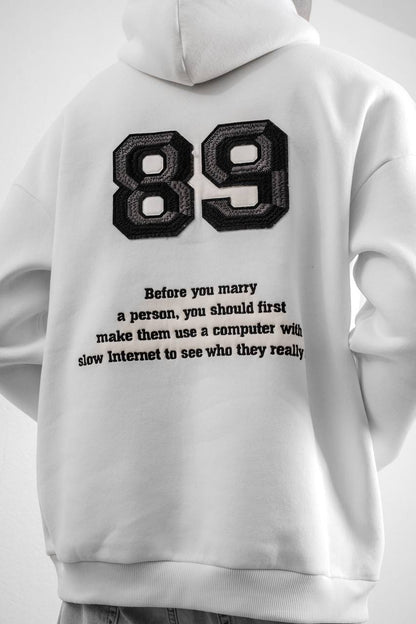 Funny '89' Graphic Hoodie with Humorous Quote Withinblack