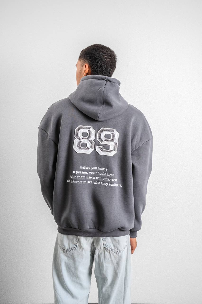 Funny '89' Graphic Hoodie with Humorous Quote Withinblack