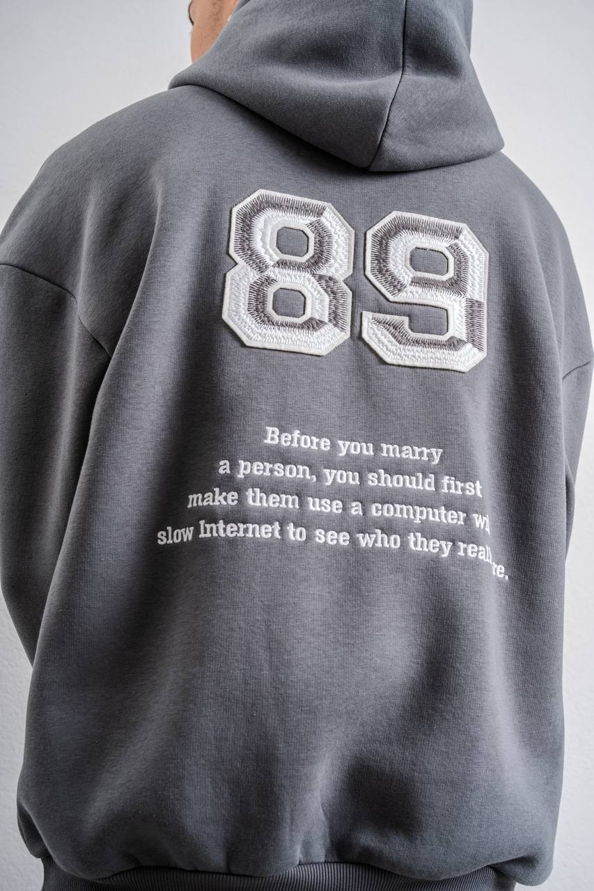 Funny '89' Graphic Hoodie with Humorous Quote Withinblack