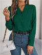Elegant V-Neck Long Sleeve Office Blouse