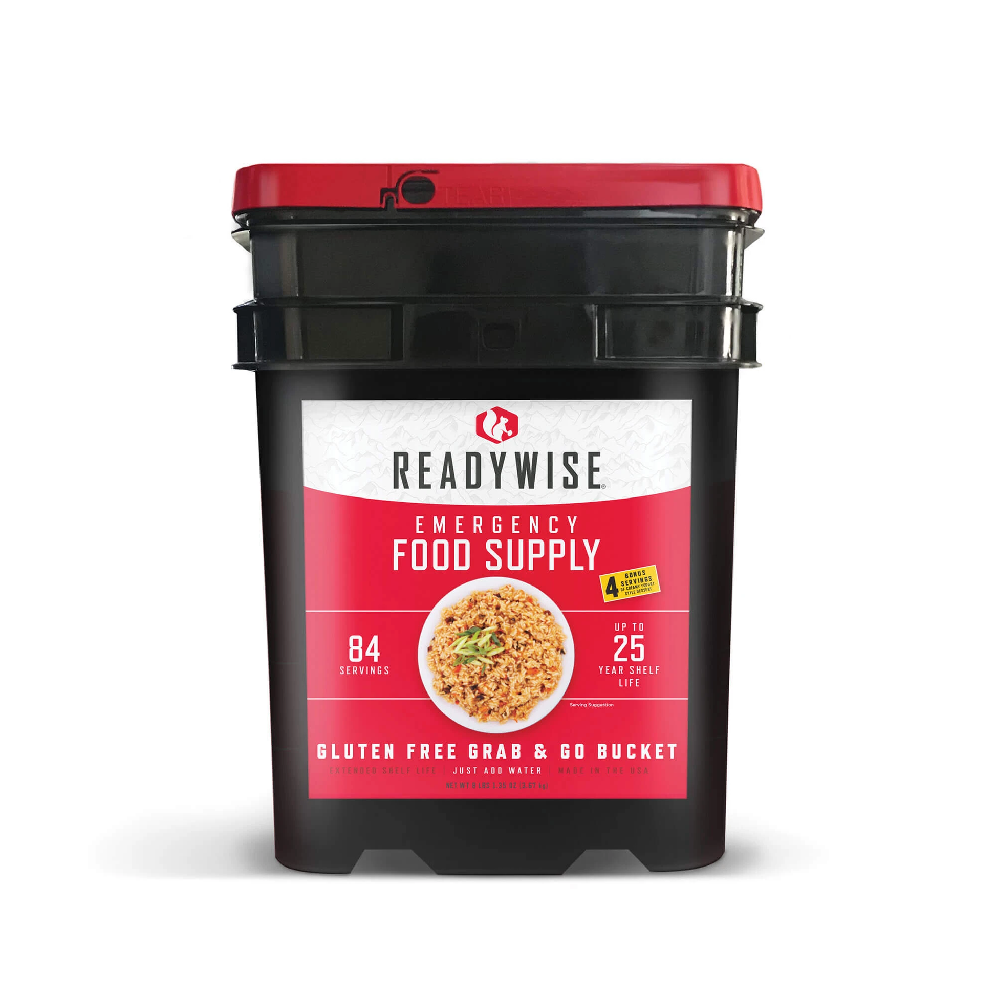 84 Serving Gluten Free Grab and Go Bucket quakekits.com