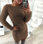 Long Sleeve Plush Dress with Round Neck (Mid-Length)