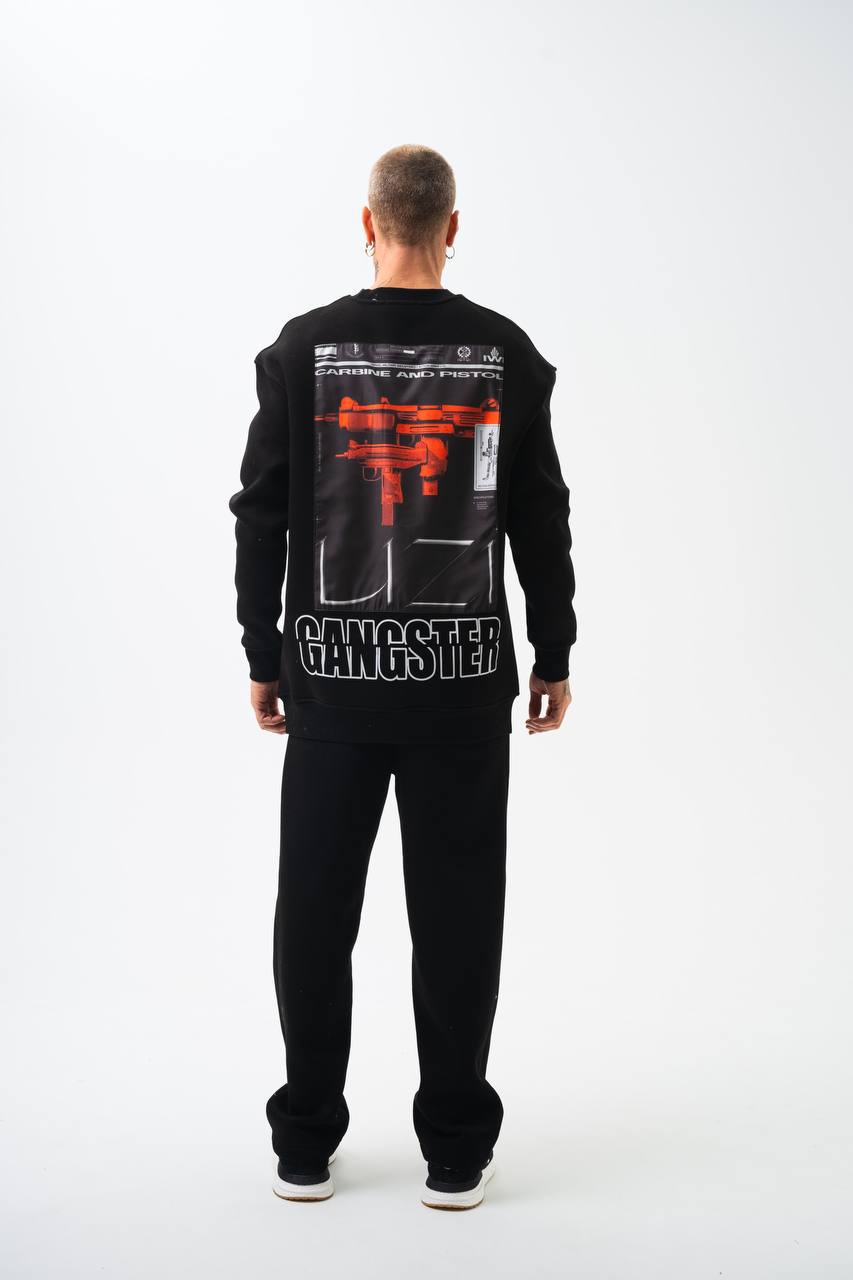 Gangster Oversized Sweatshirt: Urban Streetwear & Graphic Design Withinblack