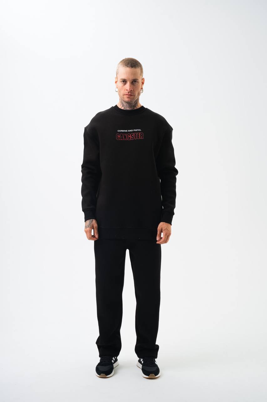 Gangster Oversized Sweatshirt: Urban Streetwear & Graphic Design Withinblack