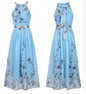 Sleeveless Floral Maxi Dress with Halter Neck Boho Style