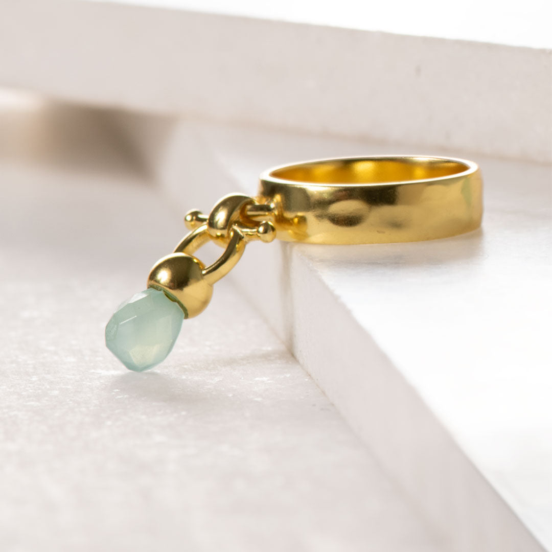 Droplette - Aqua Chalcedony Equestrian Horse Bit Necklace in Gold Urban-Equestrian