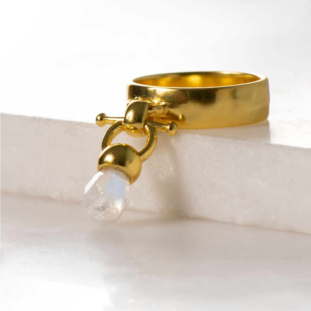 Briolette - Moonstone Equestrian Horse Bit Necklace in Gold Urban-Equestrian