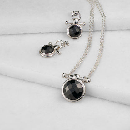 Adele - Black Onyx Horse Bit Equestrian Earring in Silver Urban-Equestrian