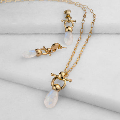 Droplette - Moonstone Equestrian Horse Bit Necklace in Gold Urban-Equestrian