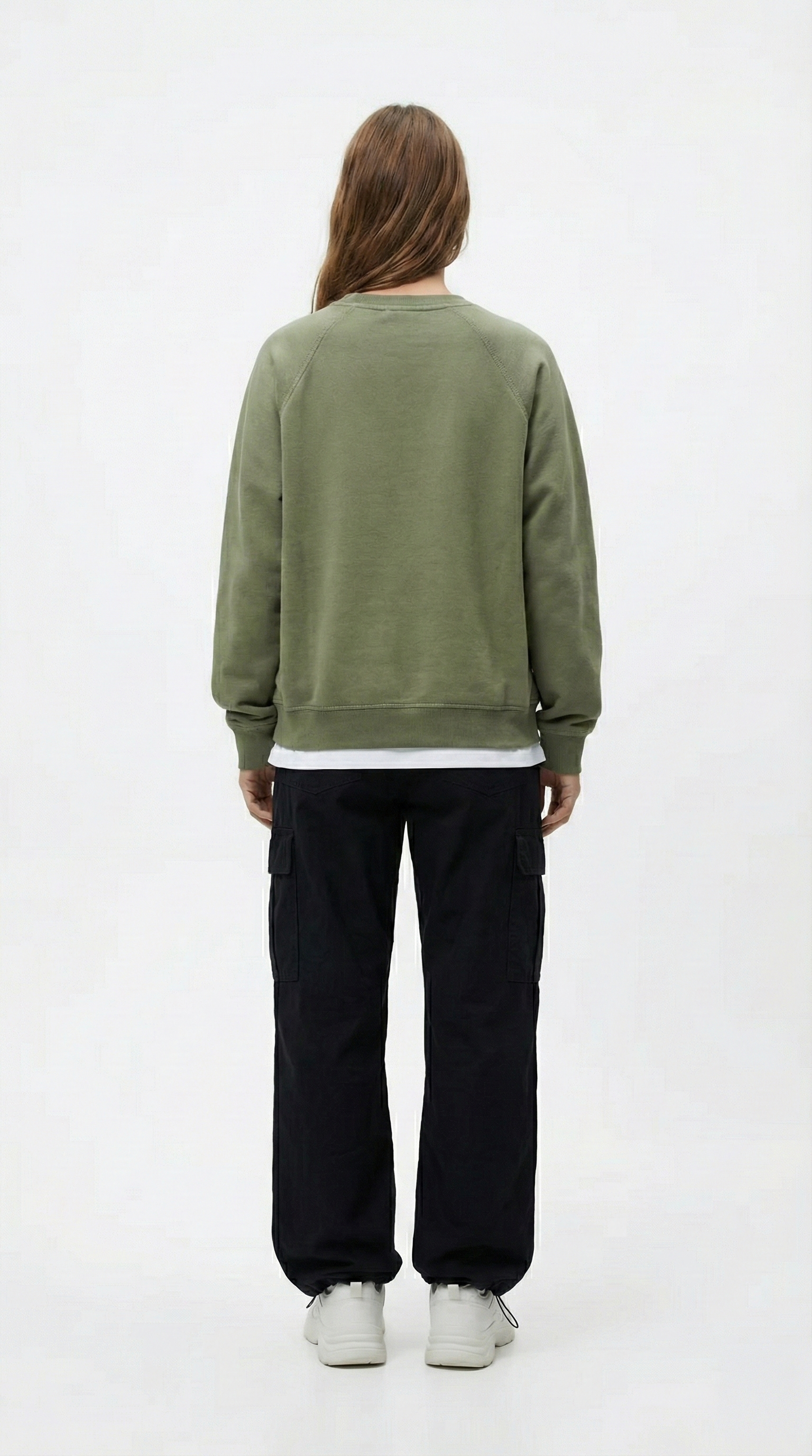 The Oversized Raglan Pocket Crewneck - Vintage Olive Tinyloverclothing