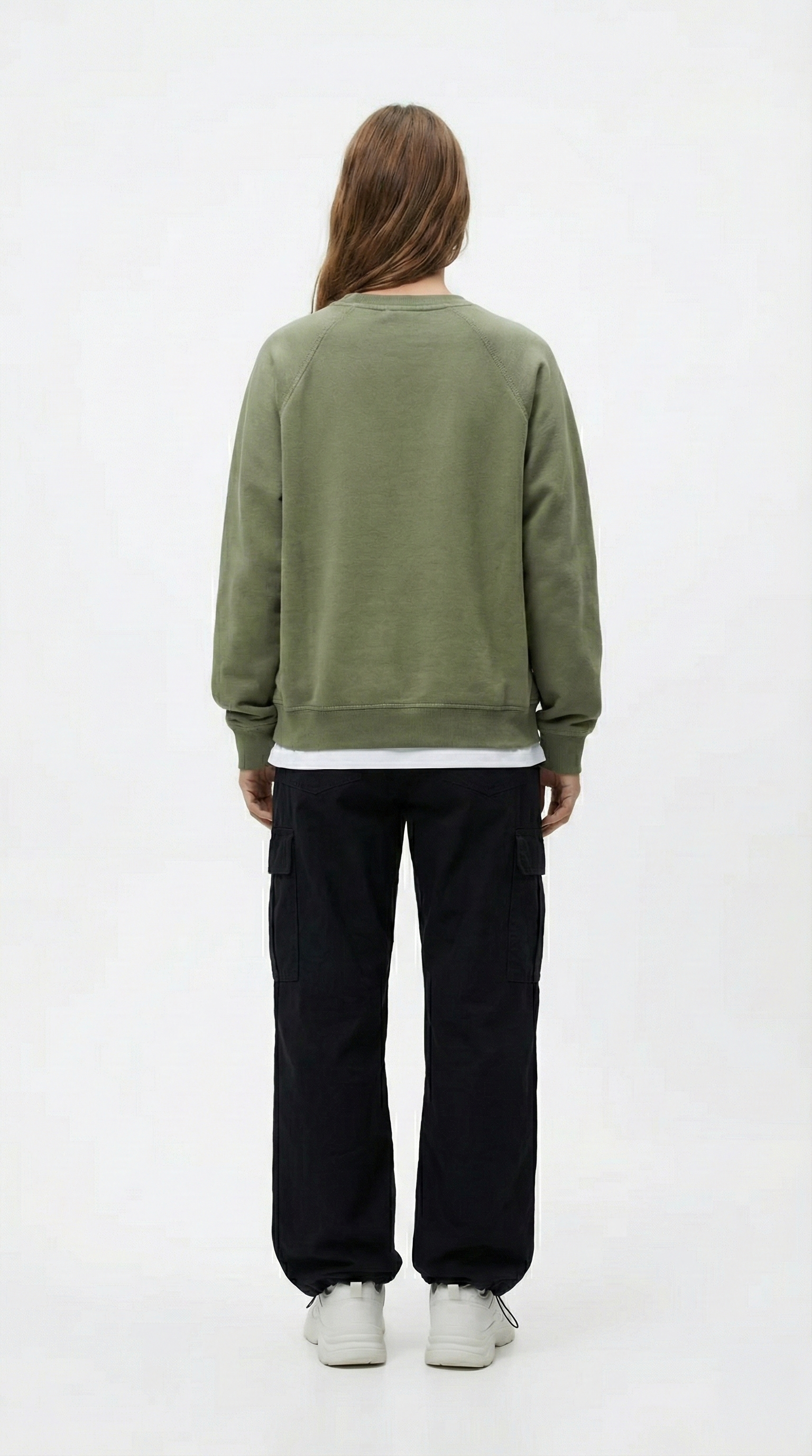 The Oversized Raglan Pocket Crewneck - Vintage Olive Tinyloverclothing