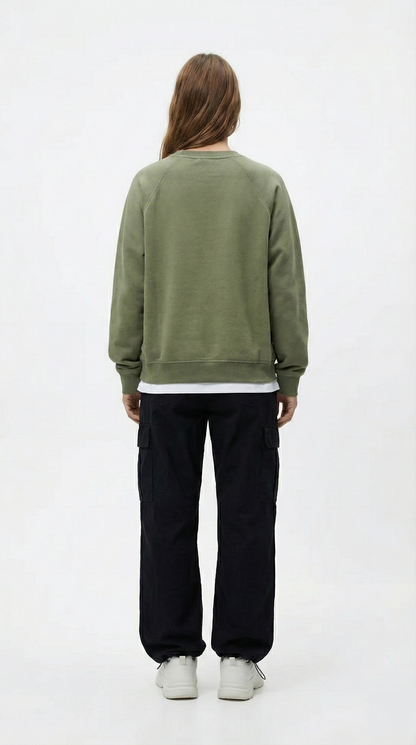The Oversized Raglan Pocket Crewneck - Vintage Olive Tinyloverclothing