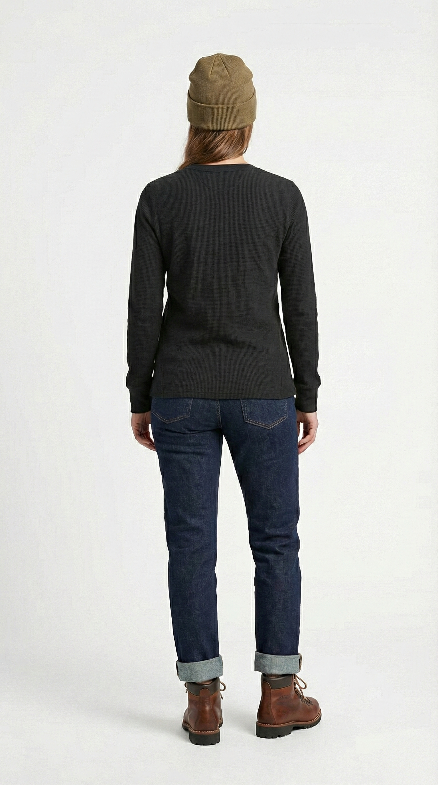 Heavyweight Waffle Knit Thermal Crewneck - Black (80% Cotton / 20% Poly) Tinyloverclothing