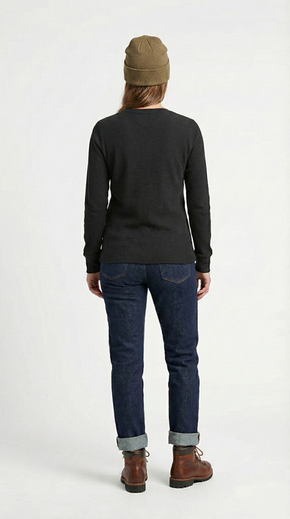 Heavyweight Waffle Knit Thermal Crewneck - Black (80% Cotton / 20% Poly) Tinyloverclothing