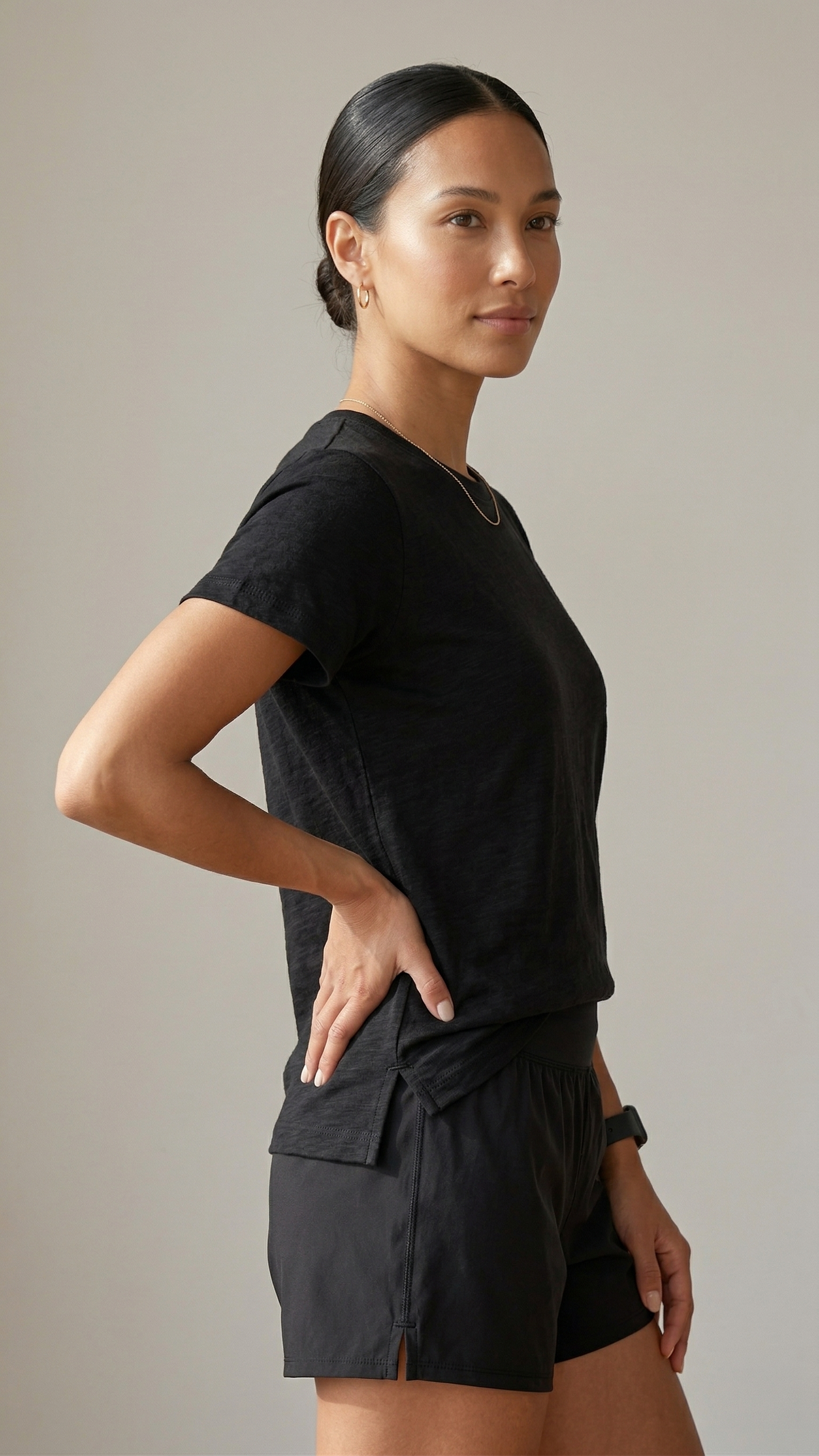 The Everyday Side-Slit Black Tee | 100% Soft-Touch Cotton Tinyloverclothing