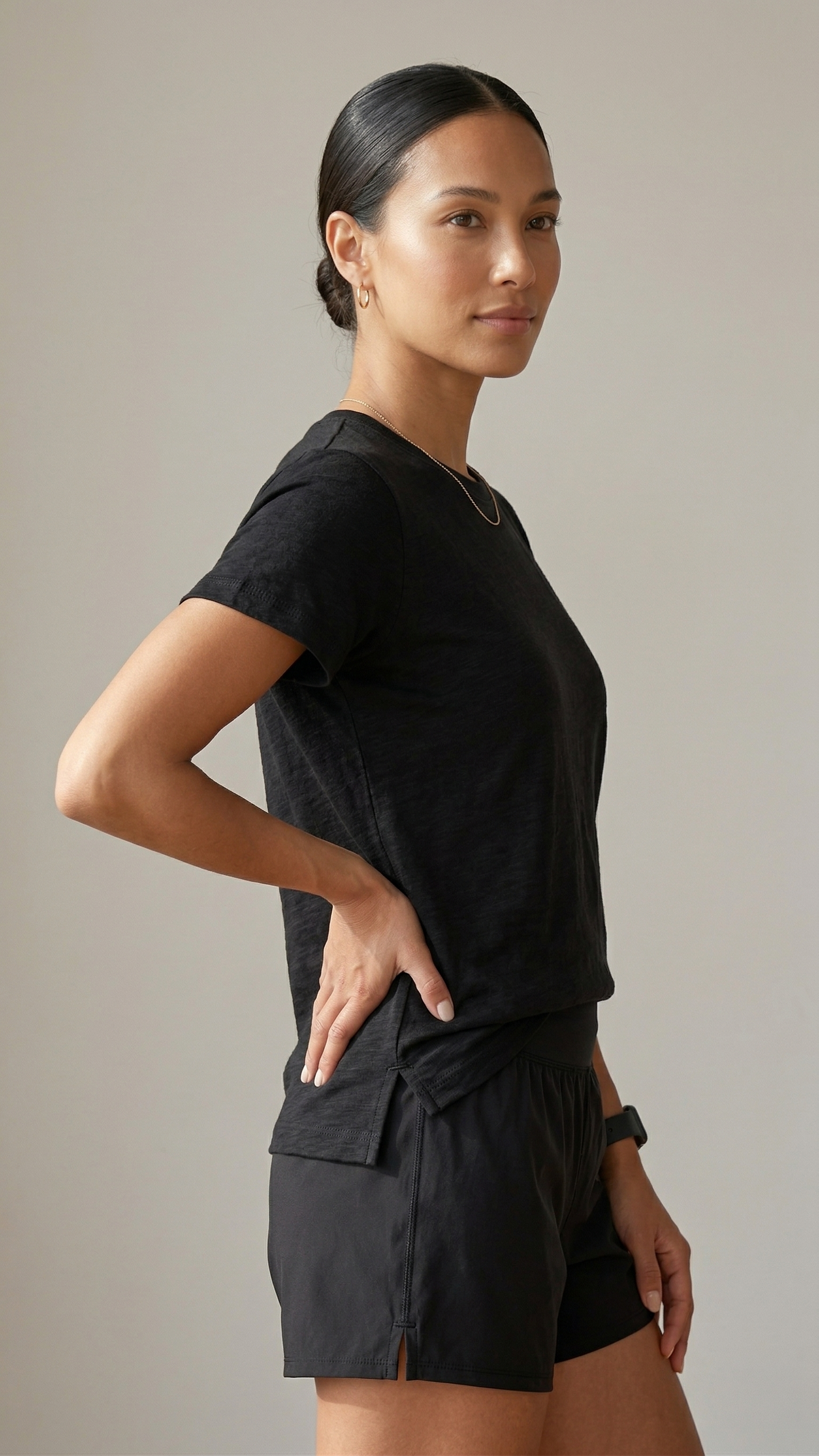 The Everyday Side-Slit Black Tee | 100% Soft-Touch Cotton Tinyloverclothing
