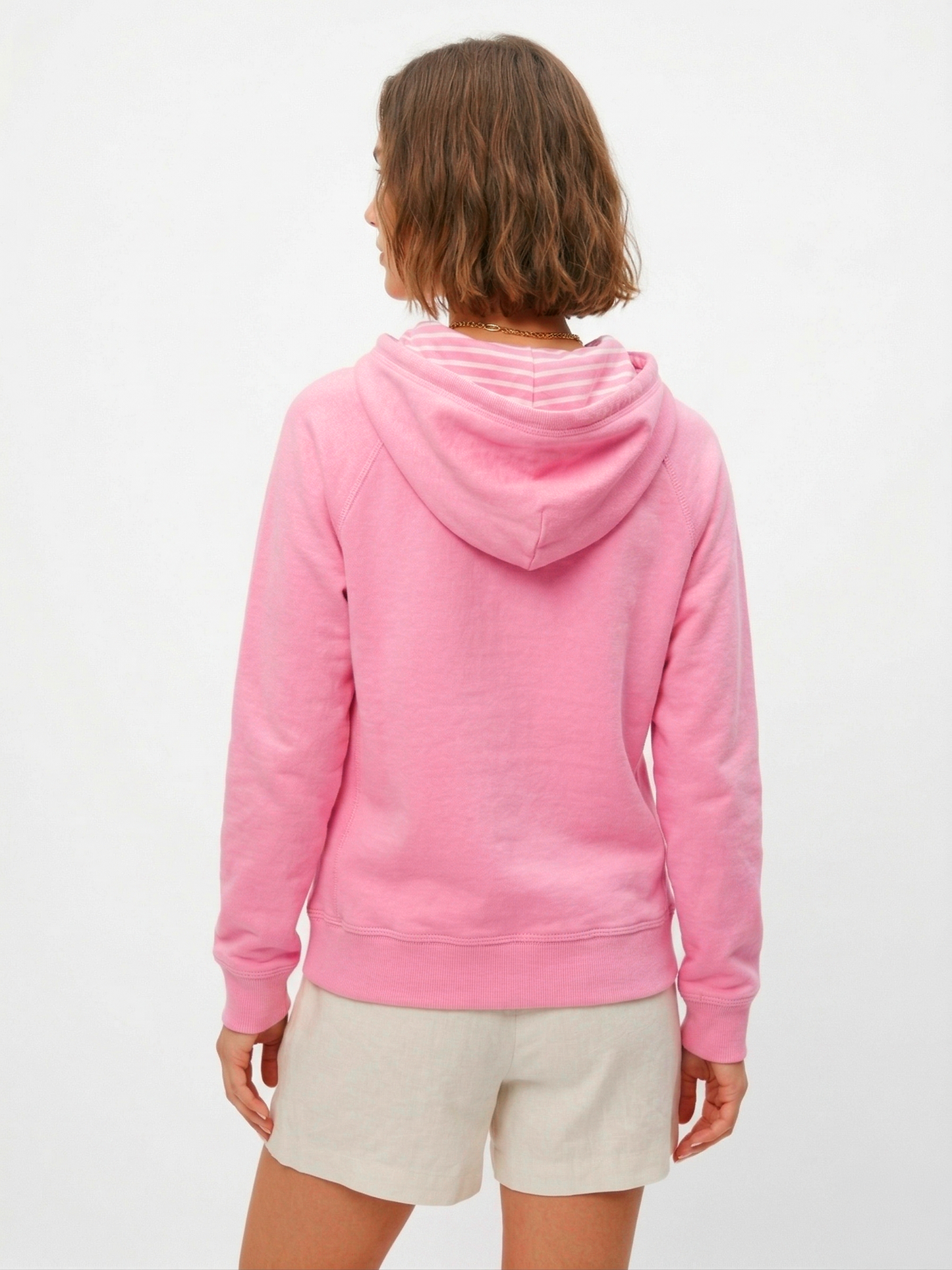 The Essential Cozy Pink Fleece Hoodie with Sweet Striped Hood Lining Tinyloverclothing