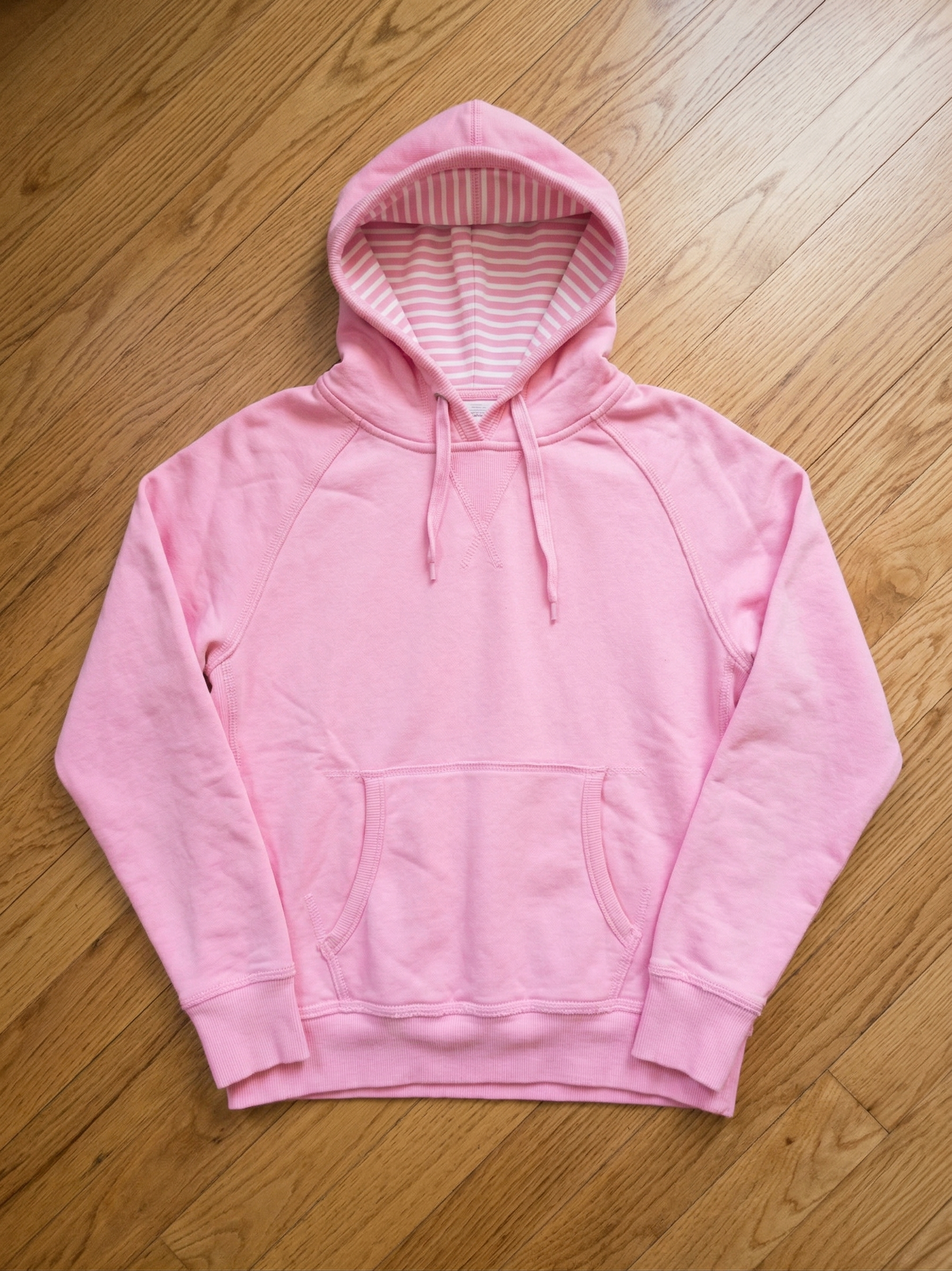 The Essential Cozy Pink Fleece Hoodie with Sweet Striped Hood Lining Tinyloverclothing