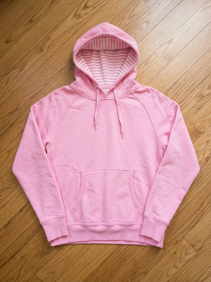 The Essential Cozy Pink Fleece Hoodie with Sweet Striped Hood Lining Tinyloverclothing