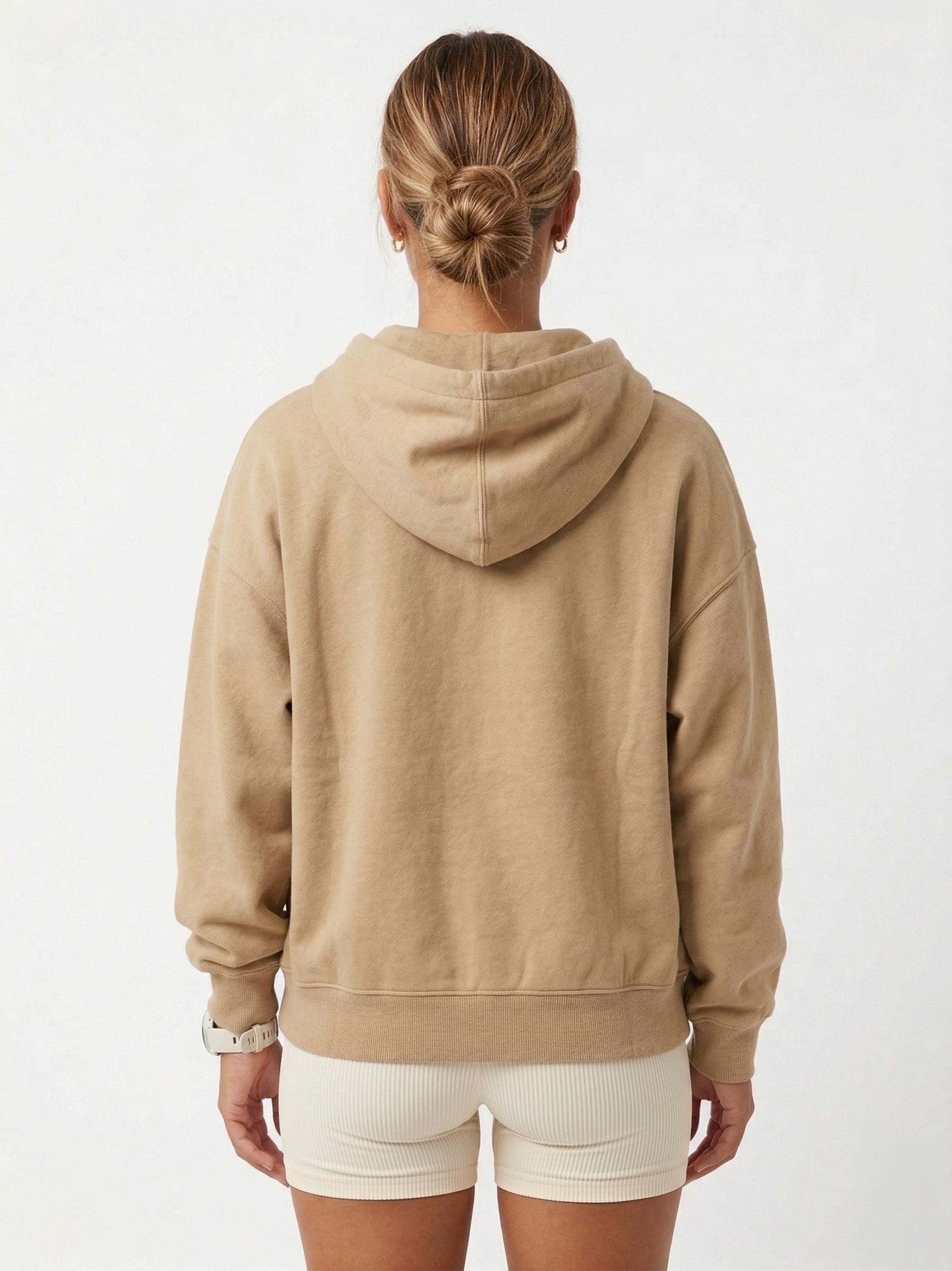 Oversized Khaki Half-Zip Fleece Hoodie | Sport Chic Cotton Blend Tinyloverclothing