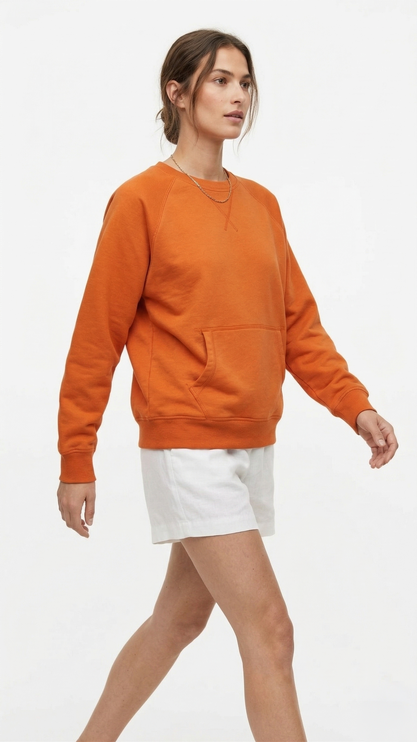 Mojave Burnt Orange Raglan Sweatshirt with Kangaroo Pocket - Street Chic Vibe Tinyloverclothing