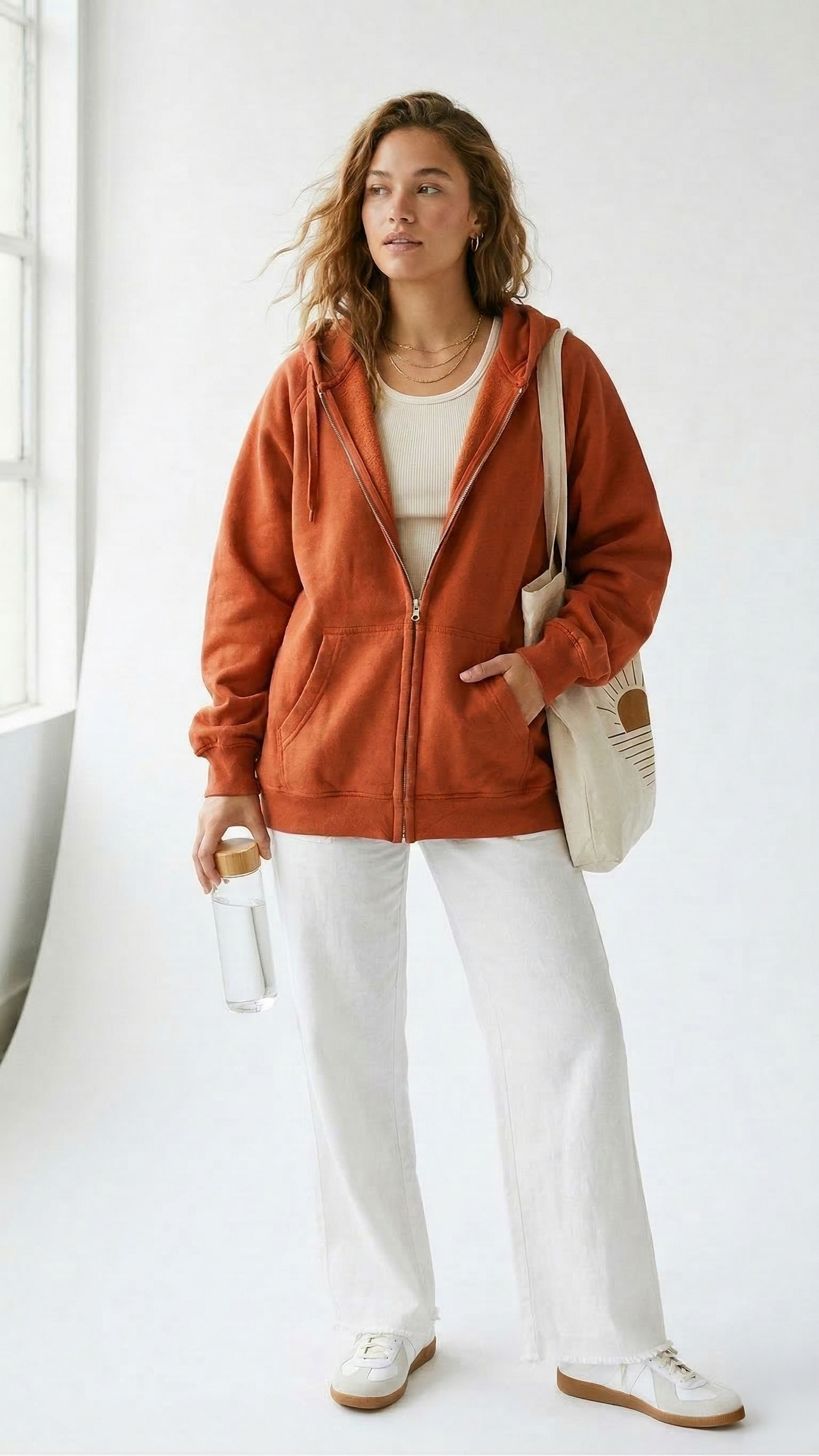 Tangerine Dream: Ultra-Cozy Women's Oversized Orange Zip-Up Hoodie Tinyloverclothing