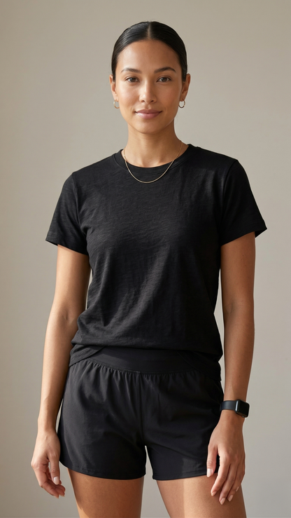 The Everyday Side-Slit Black Tee | 100% Soft-Touch Cotton Tinyloverclothing