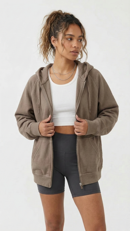 Mojave Oversized Zip Hoodie - Moss Tinyloverclothing