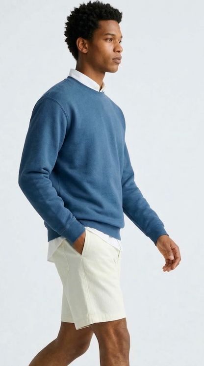 Men's Classic Cotton-Blend Crewneck Sweatshirt Tinyloverclothing