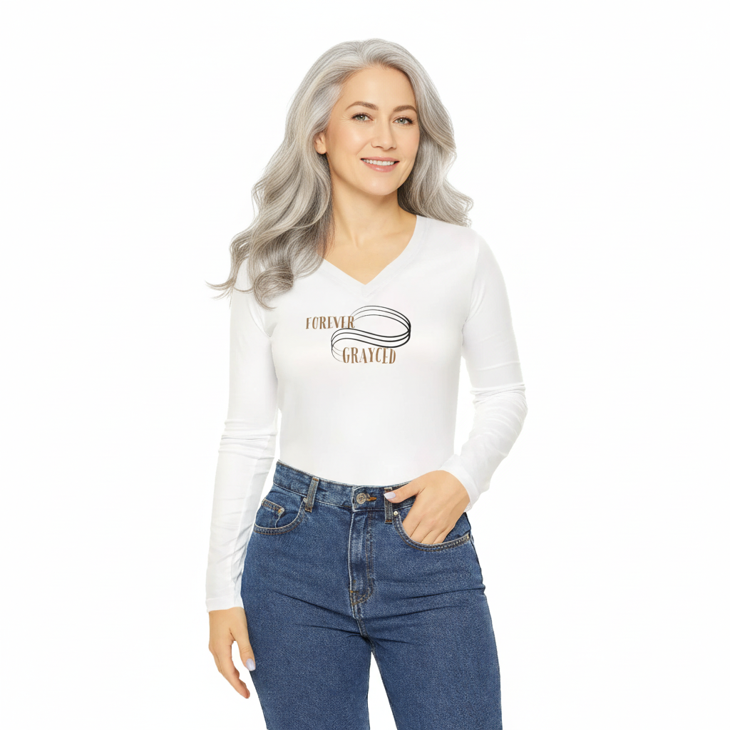Forever Grayced Women's Long Sleeve V-Neck Shirt - Inspirational Casual Wear Grayceful LLC