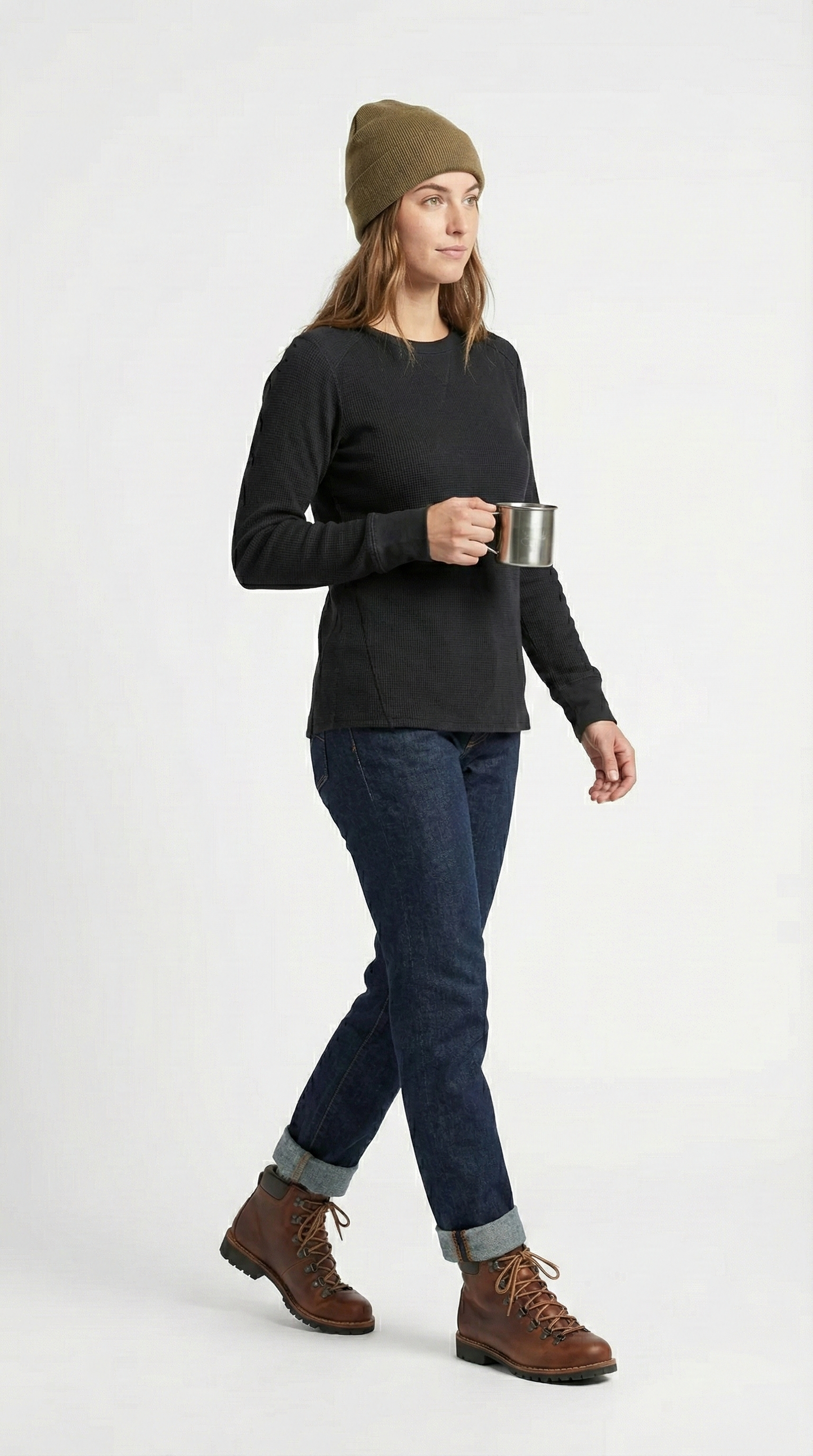 Heavyweight Waffle Knit Thermal Crewneck - Black (80% Cotton / 20% Poly) Tinyloverclothing