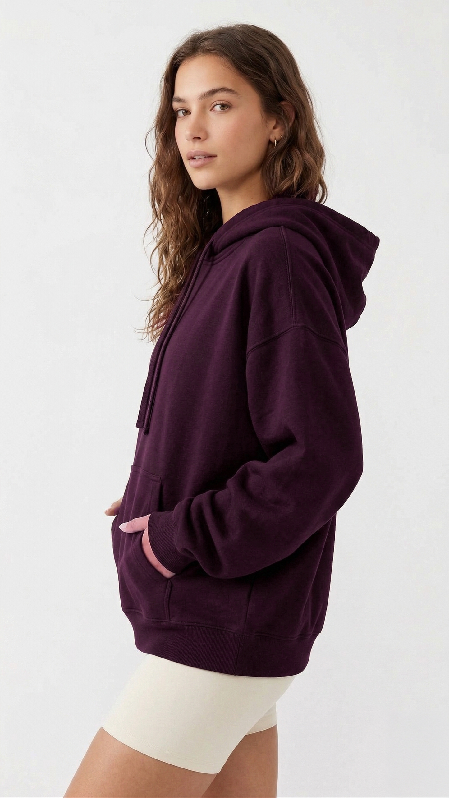 Unisex Deep Plum Oversized Cotton-Blend Hoodie Tinyloverclothing
