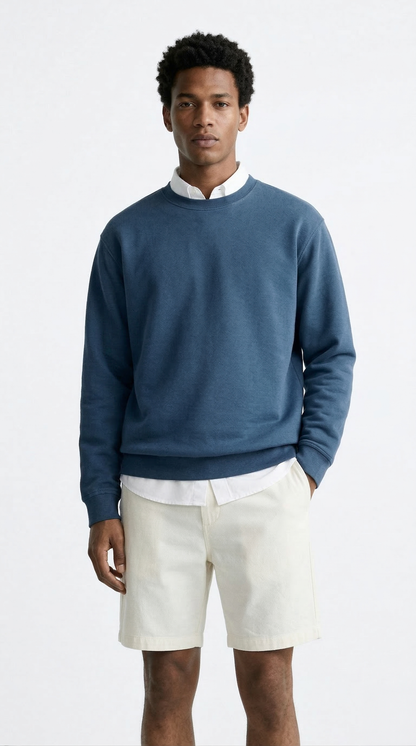 Men's Classic Cotton-Blend Crewneck Sweatshirt Tinyloverclothing