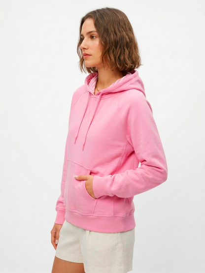 The Essential Cozy Pink Fleece Hoodie with Sweet Striped Hood Lining Tinyloverclothing