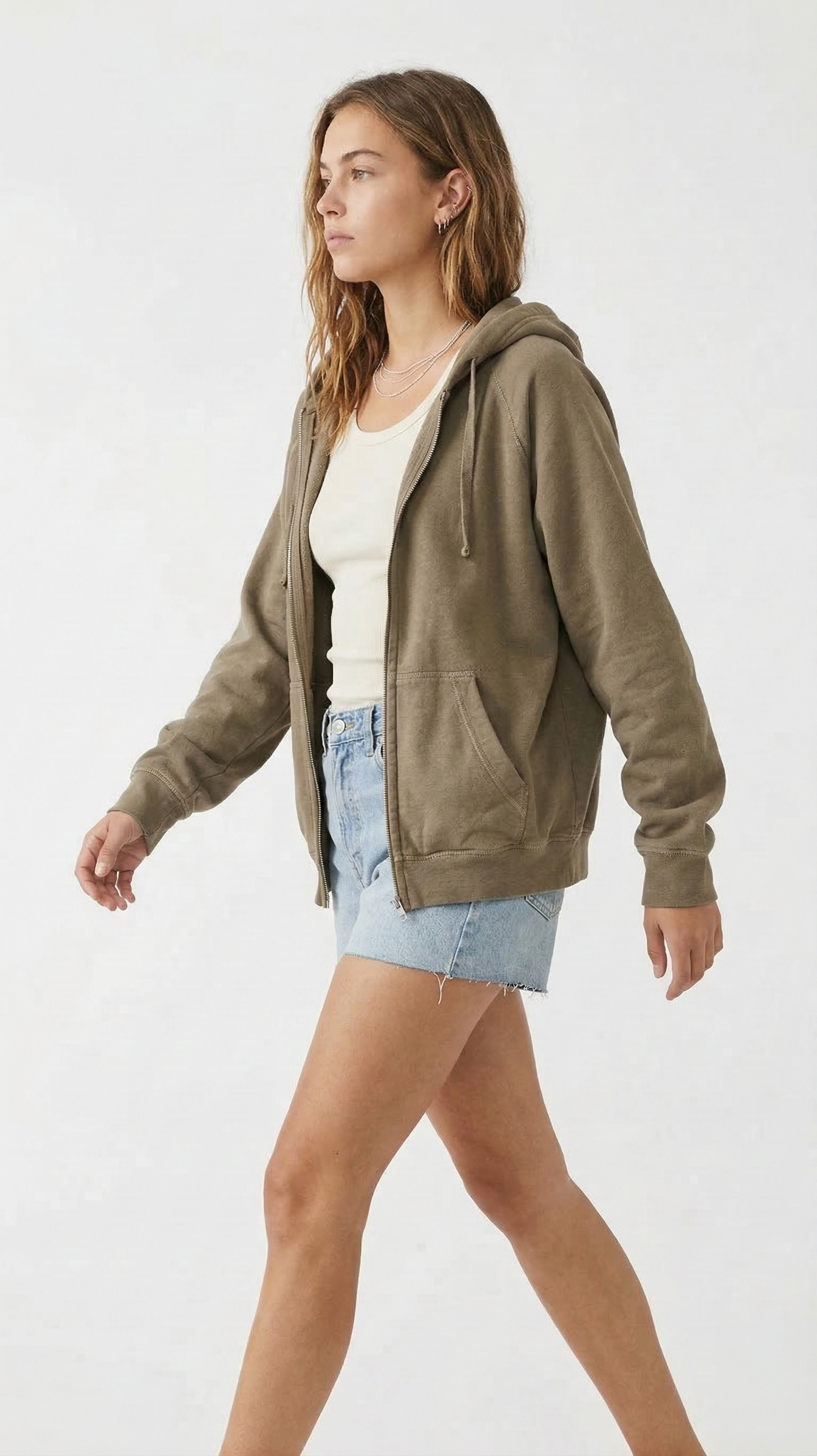 Mojave Oversized Zip Hoodie - Moss Tinyloverclothing