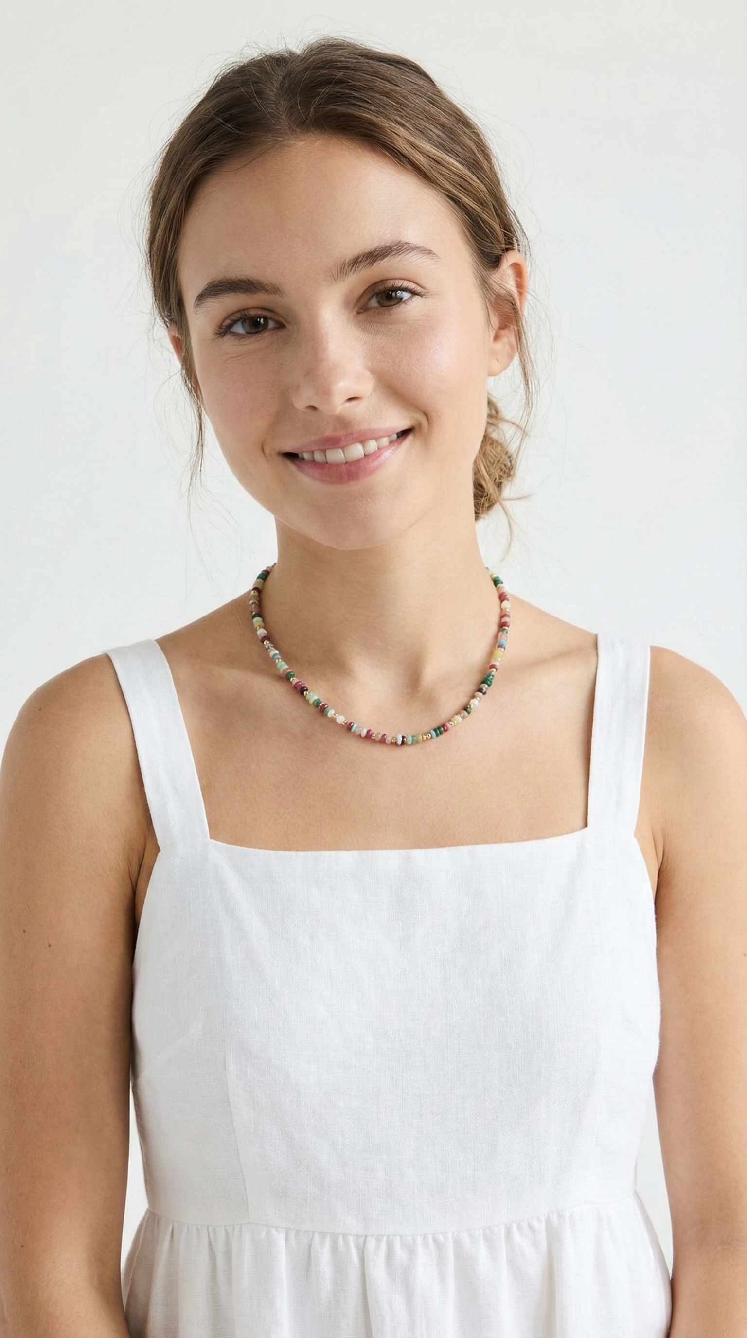 The Sunset Confetti Beaded Necklace | Multi-Color Gemstone Layering Choker Tinyloverclothing