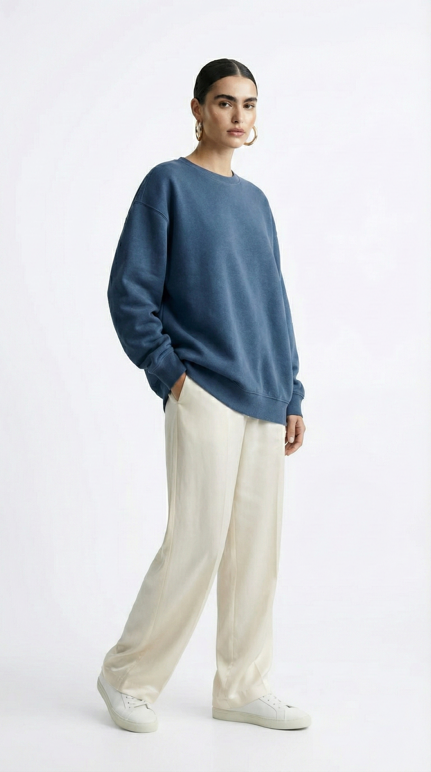 Women's Oversized Cotton-Blend Crewneck Sweatshirt Tinyloverclothing