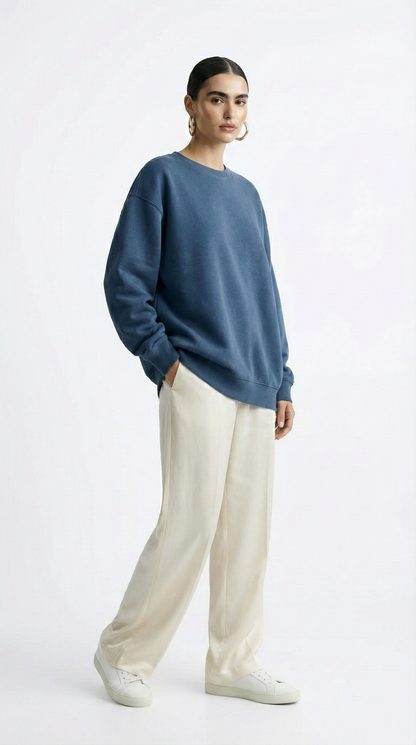Women's Oversized Cotton-Blend Crewneck Sweatshirt Tinyloverclothing
