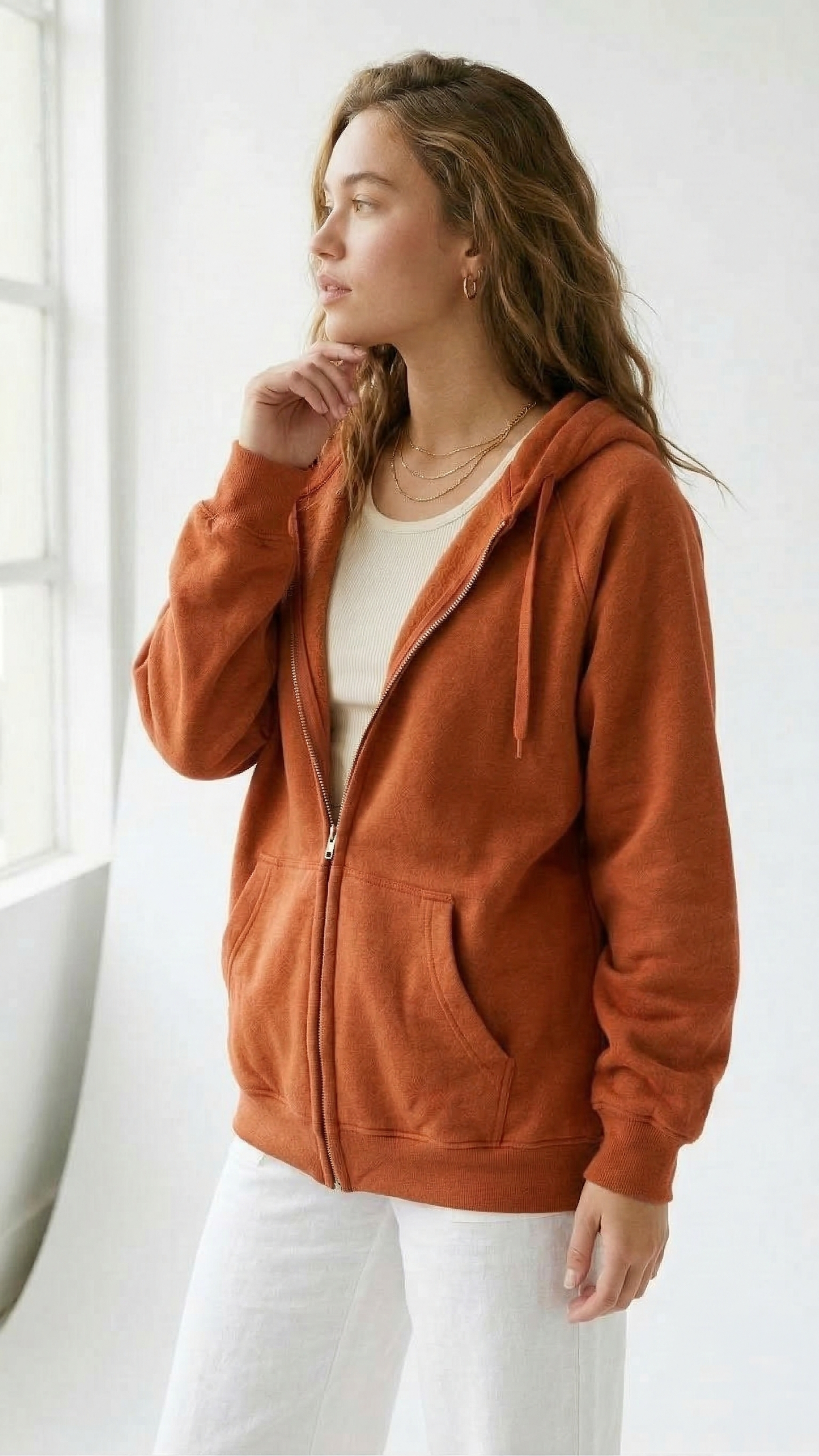 Tangerine Dream: Ultra-Cozy Women's Oversized Orange Zip-Up Hoodie Tinyloverclothing