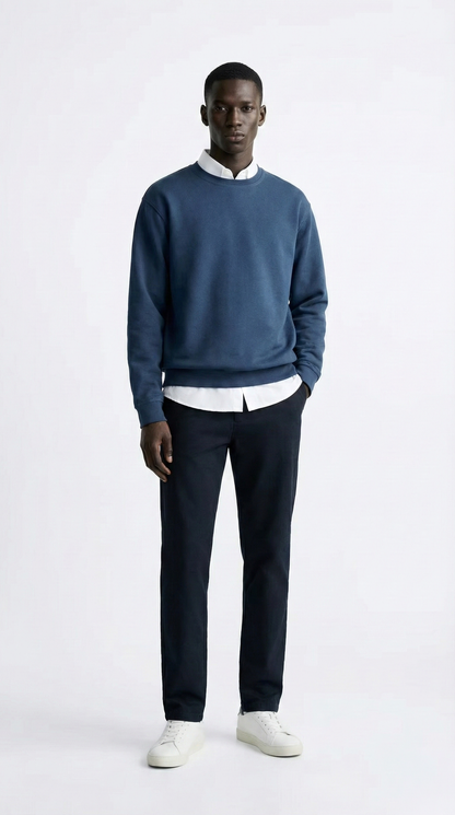Men's Classic Cotton-Blend Crewneck Sweatshirt Tinyloverclothing