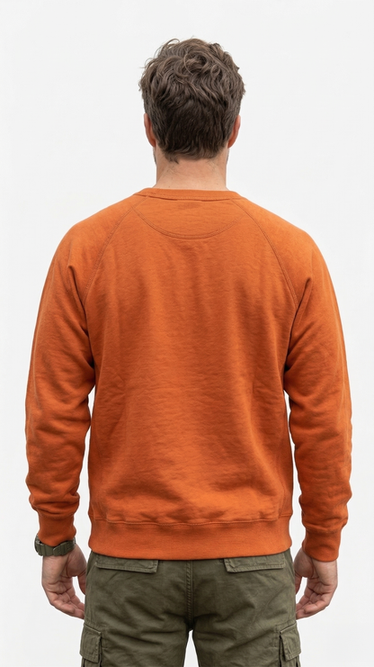 Premium Men's Terracotta Orange Raglan Sleeve Sweatshirt | 80% Cotton Blend Crewneck Tinyloverclothing
