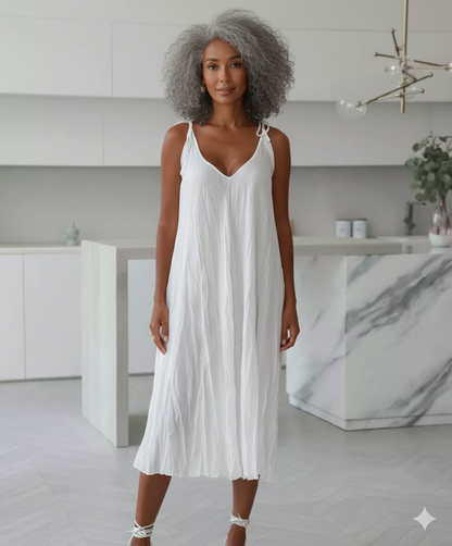 Autumn White Comfortable Sling Dress Grayceful LLC
