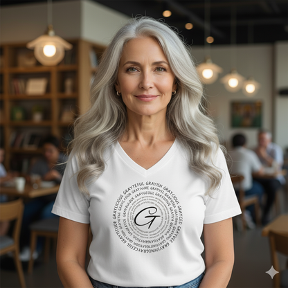 Unisex Jersey Short Sleeve V-Neck Tee Gray word puns Grayceful LLC