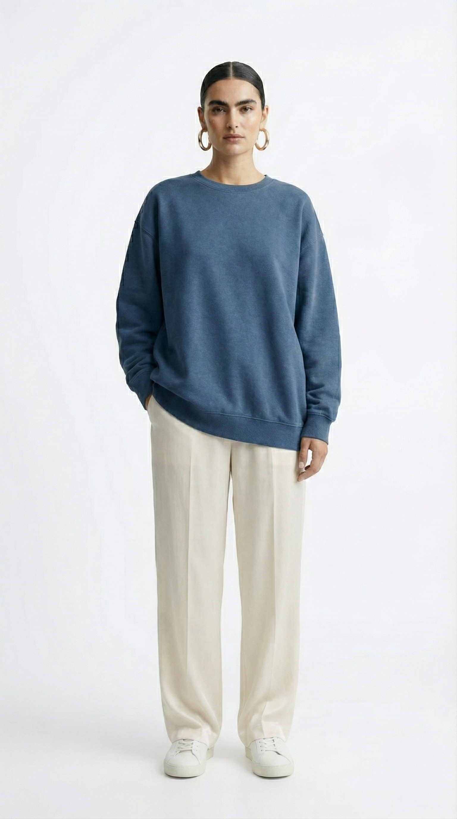 Women's Oversized Cotton-Blend Crewneck Sweatshirt Tinyloverclothing
