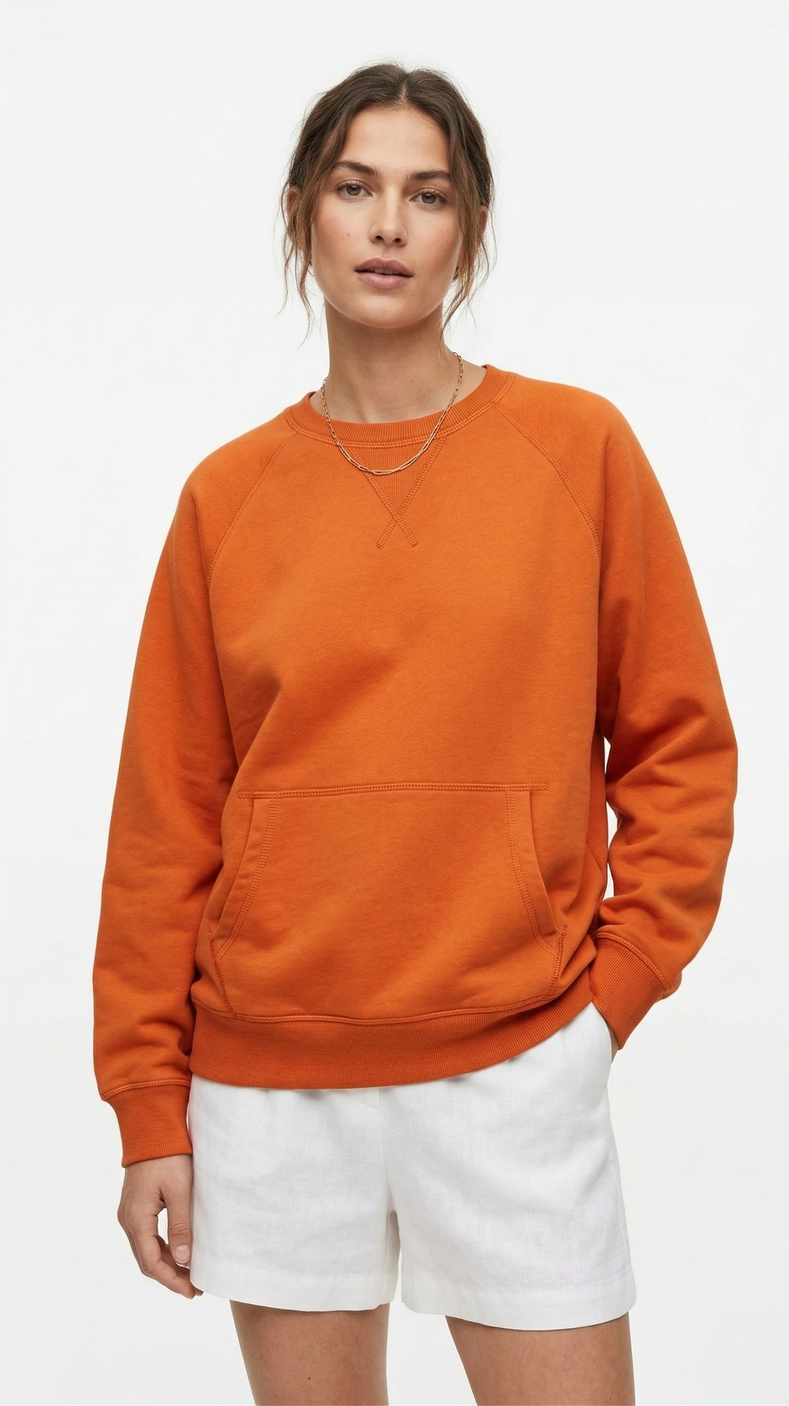 Mojave Burnt Orange Raglan Sweatshirt with Kangaroo Pocket - Street Chic Vibe Tinyloverclothing